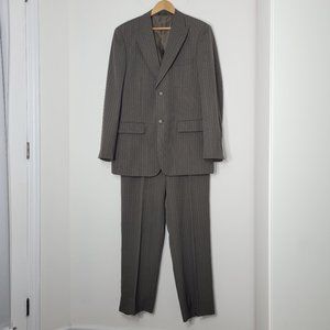 Cigliano Collezione Italy Men's Green Brown Striped Blazer Suits Pants Set W34